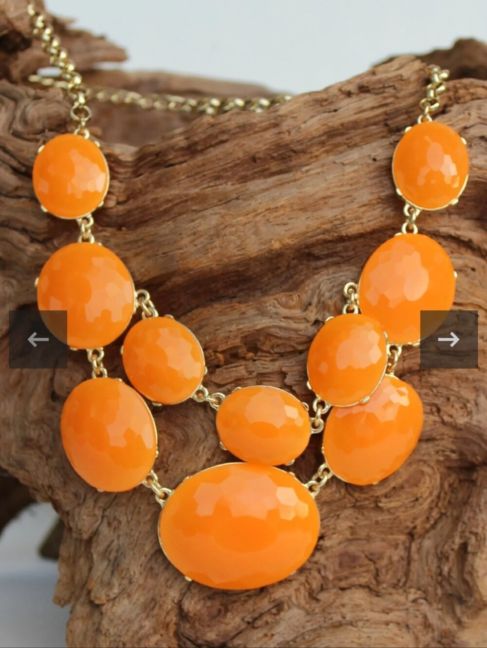 2/$35 Women's Orange & Gold Beaded Bib Layered Necklace. NWT.